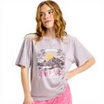 T-Shirt Donna Roxy Hangloose Cotone Organico Vintage Indaco