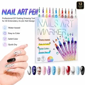 🇲🇦🔥 قلم تزيين الأظافر ب 12 لونًا – أداة مكياج ناعمة وسريعة الجفاف – الدفع عند الاستلام 💅🎨✨🛒
