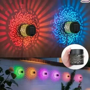 🇲🇦🔥 Applique solaire murale tournesol – Lampe décorative de jardin mandala – Lumière LED chaude – Lampe solaire étanche pour terrasse – 7 couleurs – Convient aux jardins, clôtures, porches, balcons et aménagements paysagers – Paiement à la livraison 🔥🌻🌿💡🛒